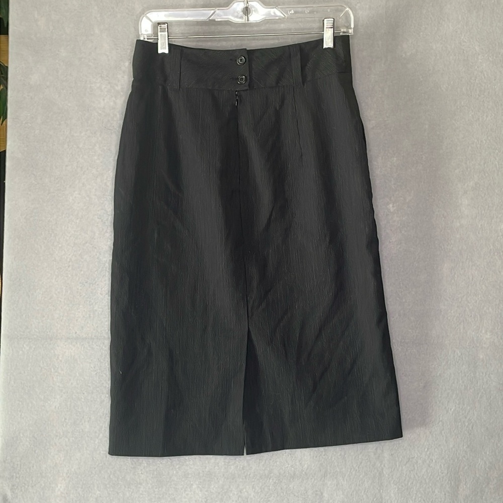 Banana Republic Women's Wool + Elastane Pin Stripe Pencil Skirt Black Size 6 - Picture 2 of 7